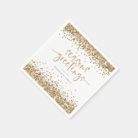 Serviette En Papier Noël Gold Parties scintillant Nom Joyeuses Fêtes (Coin)