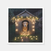 Serviette En Papier Noel Golden Retriever dans Doghouse (Devant)