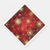 Serviette En Papier Noël Golden Snowflakes sur Arrière - plan rouge (Coin)
