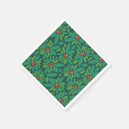 Serviette En Papier Noël graphique Holly (Coin)
