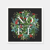 Serviette En Papier NOEL Greenery on Black Christmas (Devant)