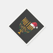 Serviette En Papier Noël Hanoukka Juif Père Noël Menorah (Coin)