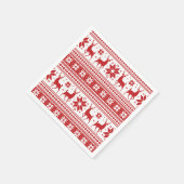 Serviette En Papier Noël hiver Cerf Red Snowflake Motif (Coin)
