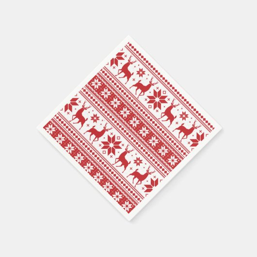 Serviette En Papier Noël hiver Cerf Red Snowflake Motif (Coin)