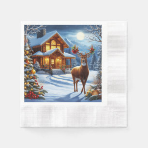 Serviette En Papier Noël/Hiver Deer Lodge