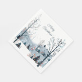 Serviette En Papier Noël hiver neige paysage Joyeux Noël (Coin)