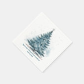 Serviette En Papier Noël hiver Wonderland Blue Tree Papier Napkin (Coin)