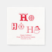 Serviette En Papier Noël Ho Ho rouge personnalisé date mignon (Devant)