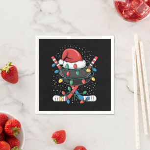 Serviette En Papier Noël Hockey Xmas Santa Chapeau de Sport Balle 