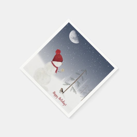 Serviette En Papier Noël Holiday Snowman avec étoile (Coin)