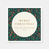Serviette En Papier Noël Holly Botanique Verdure Custom from (Devant)