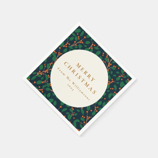 Serviette En Papier Noël Holly Botanique Verdure Custom from (Coin)