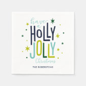 Serviette En Papier Noël "Holly Jolly" lumineux et festif (Devant)