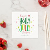 Serviette En Papier Noël "Holly Jolly" lumineux et festif (En situation)