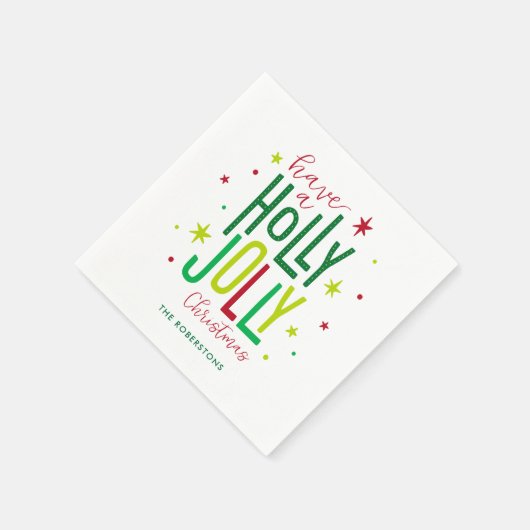 Serviette En Papier Noël "Holly Jolly" lumineux et festif (Coin)