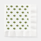 Serviette En Papier Noël Holly Motif Red Berries Feuilles verts (Devant)