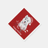Serviette En Papier Noël Husky sur les serviettes rouges (Coin)