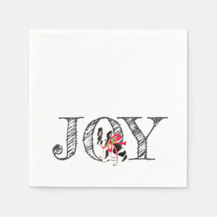 Serviette En Papier Noël JOIE Frenchie Chien Holly Bow Festive
