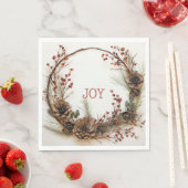 Serviette En Papier Noël Joie Twig Pine à courge cônes Baies rouges (En situation)