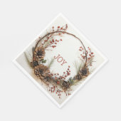 Serviette En Papier Noël Joie Twig Pine à courge cônes Baies rouges (Coin)