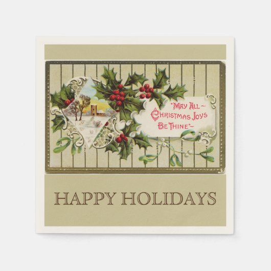 Serviette En Papier Noël Joy Joyeuses Joyeuses Fêtes (Devant)