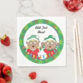Serviette En Papier Noël Joyeux elfes de couleur (En situation)