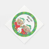 Serviette En Papier Noël Joyeux elfes de couleur (Coin)
