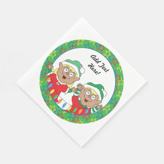 Serviette En Papier Noël Joyeux elfes de couleur (Coin)