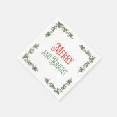 Serviette En Papier Noël Joyeux Et Lumineux Moderne Pastel Rouge Vert (Coin)