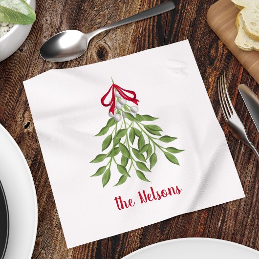 Serviette En Papier Noël Joyeux Mistletoe Fêtes Whimsical mignonne