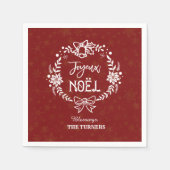 Serviette En Papier Noël Joyeux Noel Gold Snowflakes Monogramme (Devant)