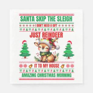 Serviette En Papier Noël Joyeux Noël Pour Reinder Cadeau