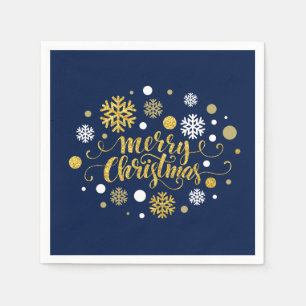 Serviette En Papier Noël - Joyeux Noël Shimmer Bleu
