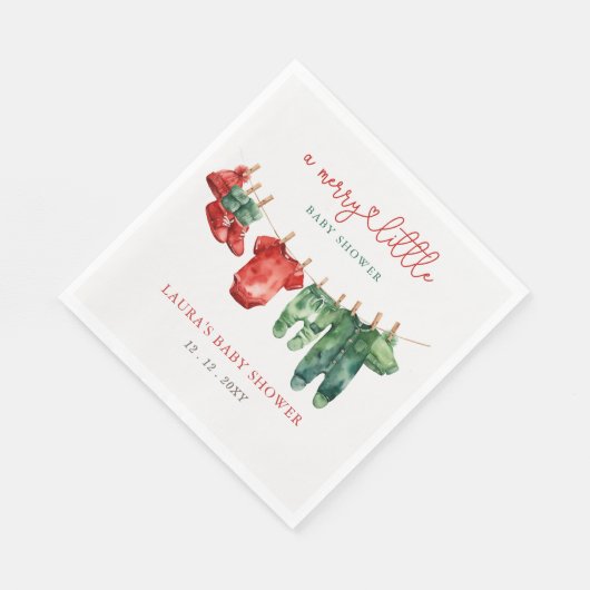 Serviette En Papier Noël Joyeux petit Baby shower Hommes Neutre (Coin)