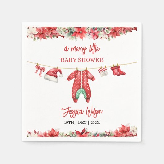Serviette En Papier Noël Joyeux petit Baby shower Hommes Neutre (Devant)