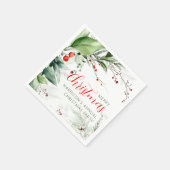 Serviette En Papier Noël joyeux verdure aquarelle festive (Coin)