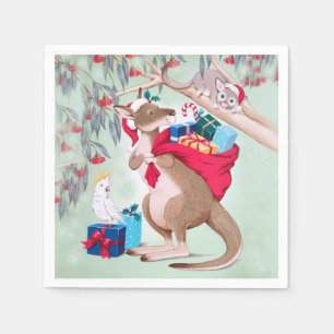 Serviette En Papier Noël kangourou - Art de Noël australien