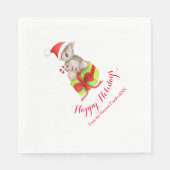 Serviette En Papier Noel koala ours rouge papier blanc serviettes (Devant)