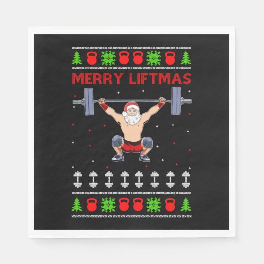 Serviette En Papier Noël laid Noël haltère (Devant)