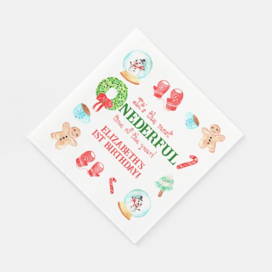Serviette En Papier Noël le plus ONEDERFUL Premier anniversaire (Coin)