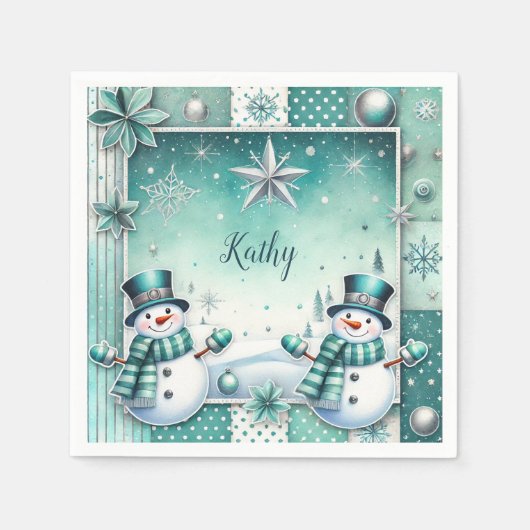 Serviette En Papier Noël : Manches de neige en turc (Devant)