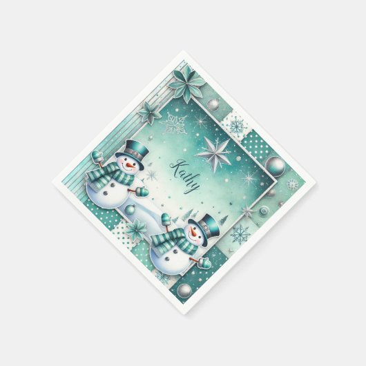 Serviette En Papier Noël : Manches de neige en turc (Coin)