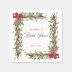 Serviette En Papier Noël Mariage Douche Ruban Rouge De Gui 