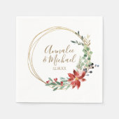 Serviette En Papier Noël Mariage hiver moderne Wreath rouge (Devant)