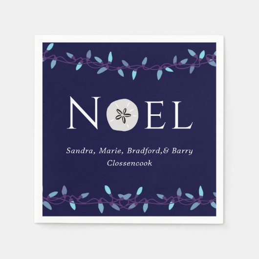 Serviette En Papier Noel Marine Blue Sand Dollar Nautique Noël (Devant)