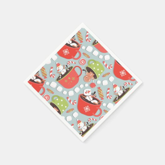 Serviette En Papier Noël Marshmallow Snowman Hot Cocos (Coin)