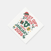 Serviette En Papier Noël Meilleur Cadeau Arrives Janvier 2026 Couples (Coin)