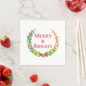 Serviette En Papier Noël Merry & Bright Laurel Wreath Red Berries (En situation)