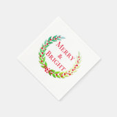 Serviette En Papier Noël Merry & Bright Laurel Wreath Red Berries (Coin)