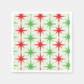 Serviette En Papier Noël Mid Century Red Green Starbursauts atomiques (Devant)
